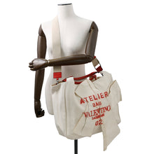 将图像加载到图库查看器中，Valentino Garavani Atelier 02 Bow Edition 2-Way Tote Beige/RedUW0B0H95SVJ Canvas Leather
