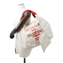 将图像加载到图库查看器中，Valentino Garavani Atelier 02 Bow Edition 2-Way Tote Beige/RedUW0B0H95SVJ Canvas Leather
