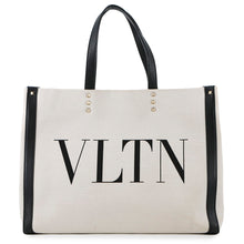 将图像加载到图库查看器中，Valentino Garavani VLTN tote Ivory/BlackTW2B0D21FWB Canvas Leather
