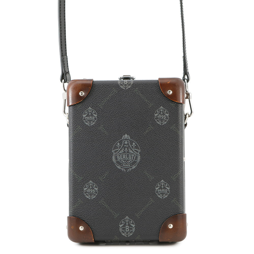 Berluti Globe-Trotter Collaboration Messenger Bag Dark Gray/Brown PVC Leather Size Mini