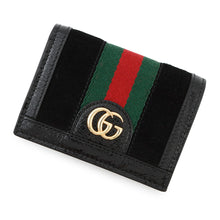 将图像加载到图库查看器中，GUCCI Double G Cherie Line Compact Wallet Black523155 Suede/Canvas/Patent Leather
