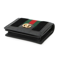 将图像加载到图库查看器中，GUCCI Double G Cherie Line Compact Wallet Black523155 Suede/Canvas/Patent Leather
