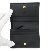 将图像加载到图库查看器中，GUCCI Double G Cherie Line Compact Wallet Black523155 Suede/Canvas/Patent Leather

