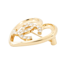 Load image into Gallery viewer, CHANEL ★CC Logo Heart Brooch GoldABA093 Metal Rhinestone
