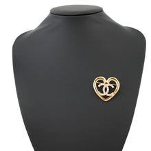 Load image into Gallery viewer, CHANEL CC Logo Heart Brooch GoldABA093 Metal Rhinestone
