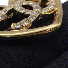 Load image into Gallery viewer, CHANEL CC Logo Heart Brooch GoldABA093 Metal Rhinestone

