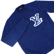Load image into Gallery viewer, LOUIS VUITTON Intarsia Crew Neck Knit Sweater Size M Blue/White Wool 55% Yak 21% Nylon 20% Polyurethane 4%
