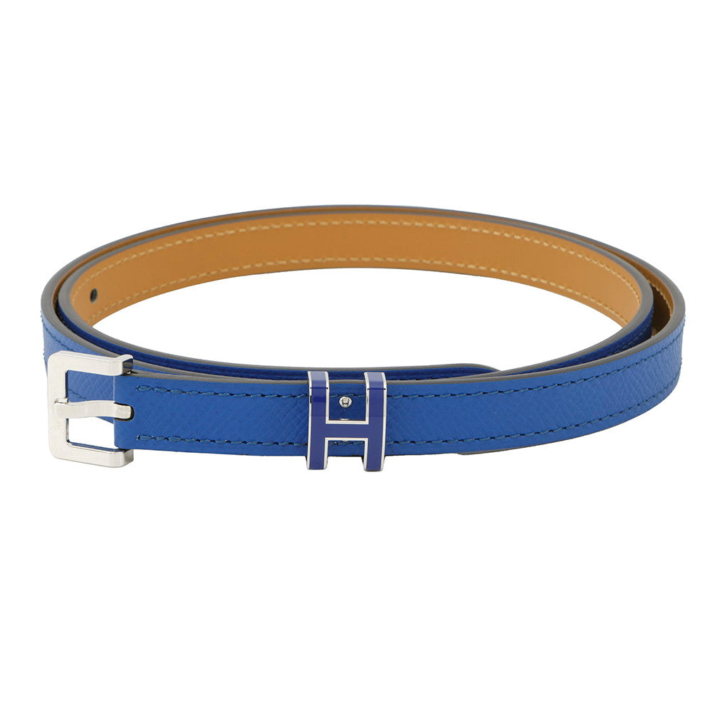 HERMES Belt Pop H Size 80 Blue france Epsom