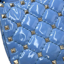 Load image into Gallery viewer, Valentino Garavani Rock Studded Spike Bag BlueRW2B0123VNE Patent Leather Size Small
