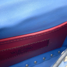 将图像加载到图库查看器中，Valentino Garavani Rock Studded Spike Bag BlueRW2B0123VNE Patent Leather Size Small
