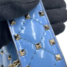 将图像加载到图库查看器中，Valentino Garavani Rock Studded Spike Bag BlueRW2B0123VNE Patent Leather Size Small
