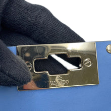 Load image into Gallery viewer, Valentino Garavani Rock Studded Spike Bag BlueRW2B0123VNE Patent Leather Size Small
