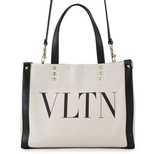 将图像加载到图库查看器中，Valentino Garavani VLTN Lock Studded 2-Way Bag Ivory/BlackZW2B0H19FWB Canvas Leather
