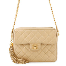 将图像加载到图库查看器中，CHANEL Matelasse Tassel Chain Shoulder Beige Lambskin
