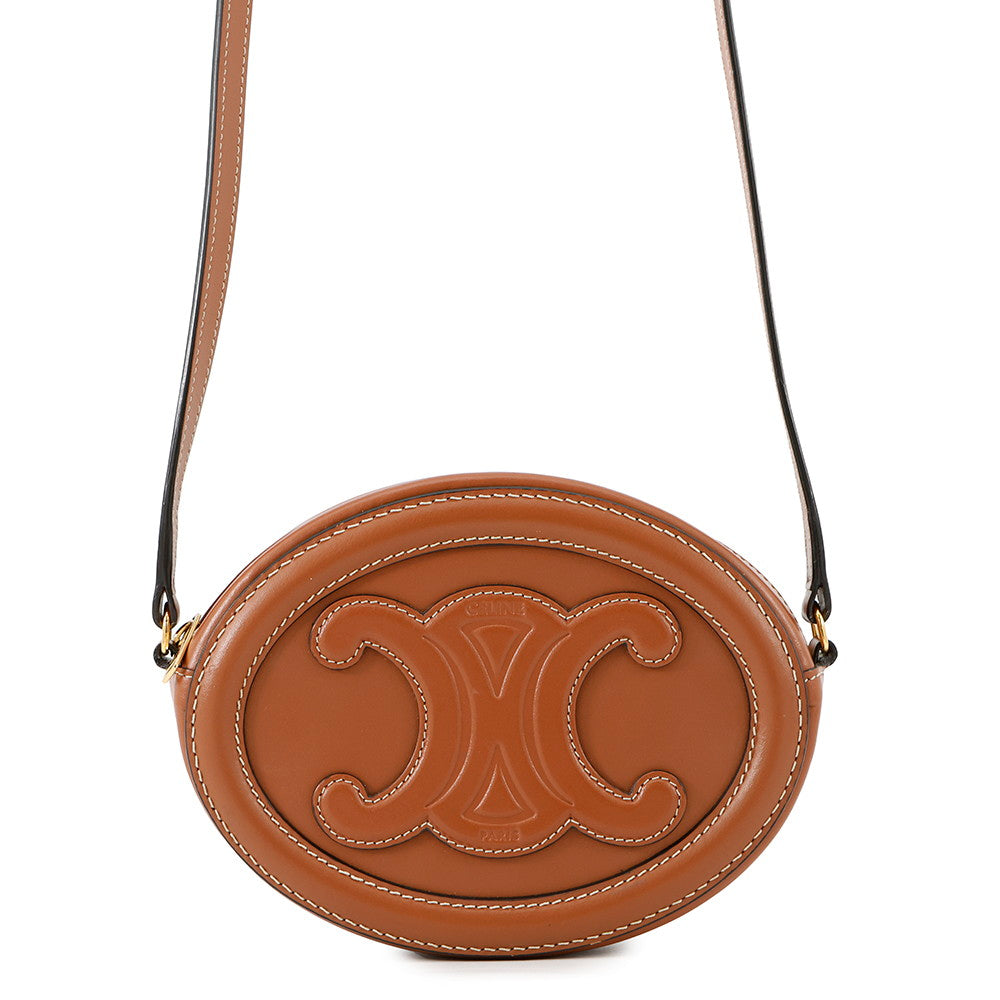 CELINE Oval Purse Cuir Triomphe Shoulder Bag Tan10l703DPQ.04LU Leather