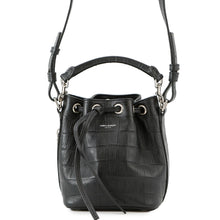 Load image into Gallery viewer, SAINT LAURENT PARIS Emmanuel Drawstring Bag Shoulder Bag Black340240 Croco embossed leather
