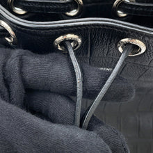 Load image into Gallery viewer, SAINT LAURENT PARIS Emmanuel Drawstring Bag Shoulder Bag Black340240 Croco embossed leather

