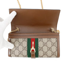 Load image into Gallery viewer, GUCCI GG Supreme Jackie 1961 Chain Wallet Beige/Brown652681 PVC/Leather
