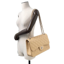 Load image into Gallery viewer, CHANEL Matelasse W Flap ChainShoulder Bag BeigeA58600 Caviar Leather Size 30
