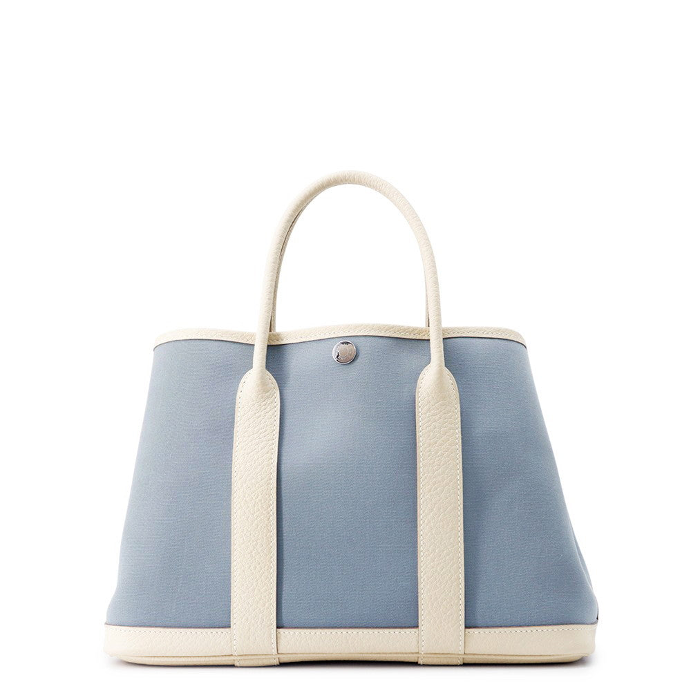 HERMES Garden Party Craie/Blue Lin Toile Officier Negonda Leather Size TPM