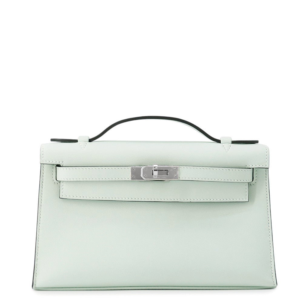 HERMES Pochette Kelly Peppermint Swift Leather