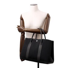 将图像加载到图库查看器中，HERMES Garden Party Black Toile Military Negonda Leather Size PM
