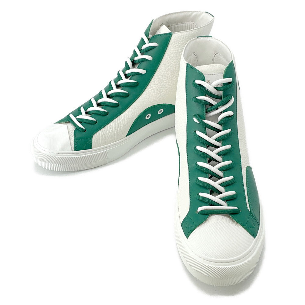 LOUIS VUITTON Tattoo Line Sneakers White/Green1A8XWT Leather Size 8.5