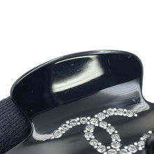 将图像加载到图库查看器中，CHANEL CC Logo Hair Clip Black Plastic Rhinestone
