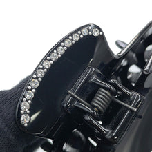 将图像加载到图库查看器中，CHANEL CC Logo Hair Clip Black Plastic Rhinestone
