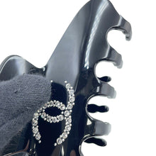 将图像加载到图库查看器中，CHANEL CC Logo Hair Clip Black Plastic Rhinestone
