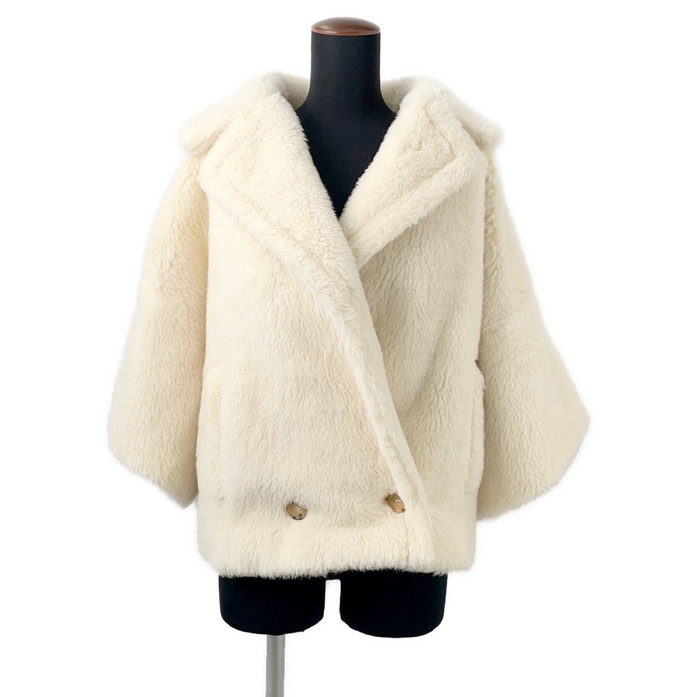 MAX MARA Teddy Bear Short Coat Size 38 Ivory108101316 Alpaca62% Wool 26% Silk12%