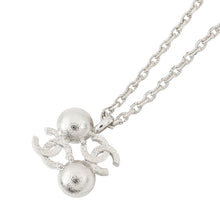 将图像加载到图库查看器中，CHANEL CC Logo Faux Pearl Necklace Silver Metal Faux Pearl Rhinestone
