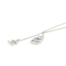 将图像加载到图库查看器中，CHANEL CC Logo Strass Necklace Silver/Blue Metal Rhinestone
