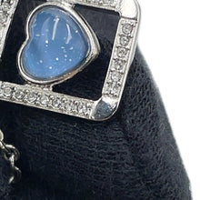 将图像加载到图库查看器中，CHANEL CC Logo Strass Necklace Silver/Blue Metal Rhinestone
