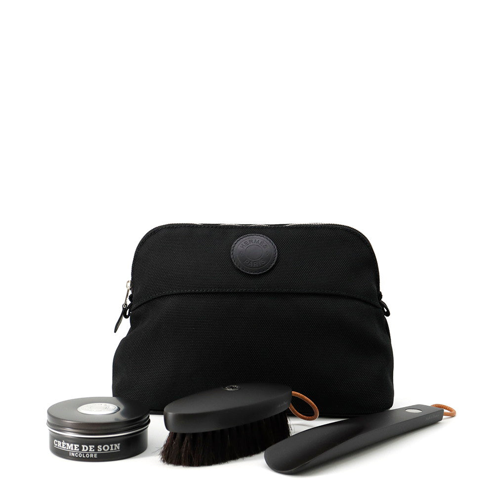 HERMES Shoe Care Set BolidePouch Black Canvas