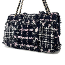 将图像加载到图库查看器中，CHANEL Matelasse ChainShoulder Bag Black/White/PinkA01112 Tweed Lambskin Sequins Size 25
