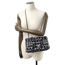 将图像加载到图库查看器中，CHANEL Matelasse ChainShoulder Bag Black/White/PinkA01112 Tweed Lambskin Sequins Size 25
