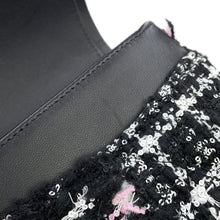 将图像加载到图库查看器中，CHANEL Matelasse ChainShoulder Bag Black/White/PinkA01112 Tweed Lambskin Sequins Size 25
