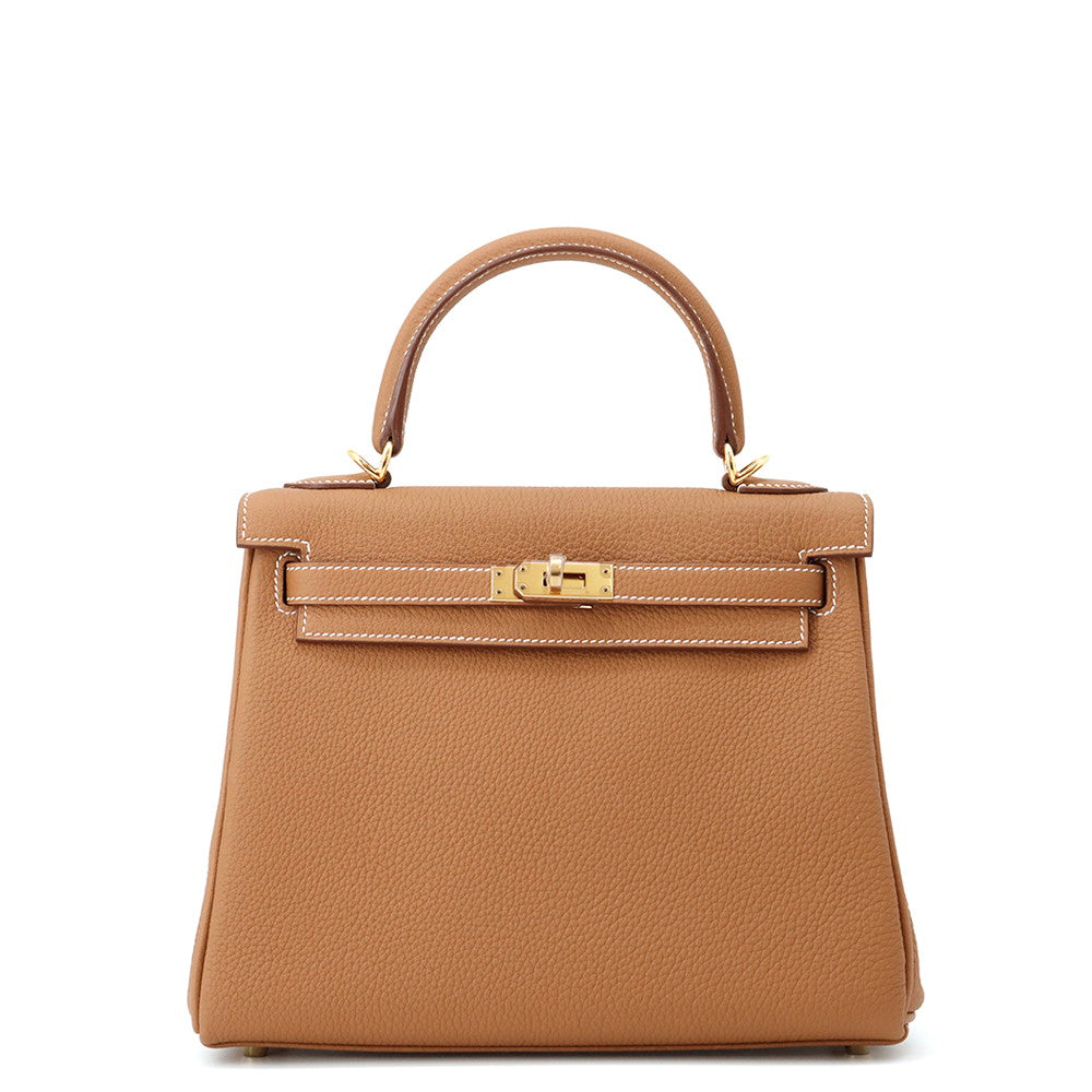 HERMES Kelly Retourne sewing Gold Togo Leather Size 25