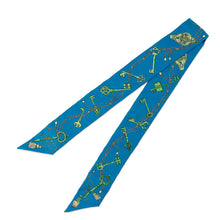 Load image into Gallery viewer, HERMES Twilly LES CLES A POIS Blue/Green Silk100%
