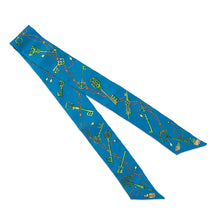 Load image into Gallery viewer, HERMES Twilly LES CLES A POIS Blue/Green Silk100%

