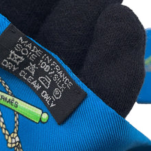 Load image into Gallery viewer, HERMES Twilly LES CLES A POIS Blue/Green Silk100%
