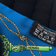 Load image into Gallery viewer, HERMES Twilly LES CLES A POIS Blue/Green Silk100%
