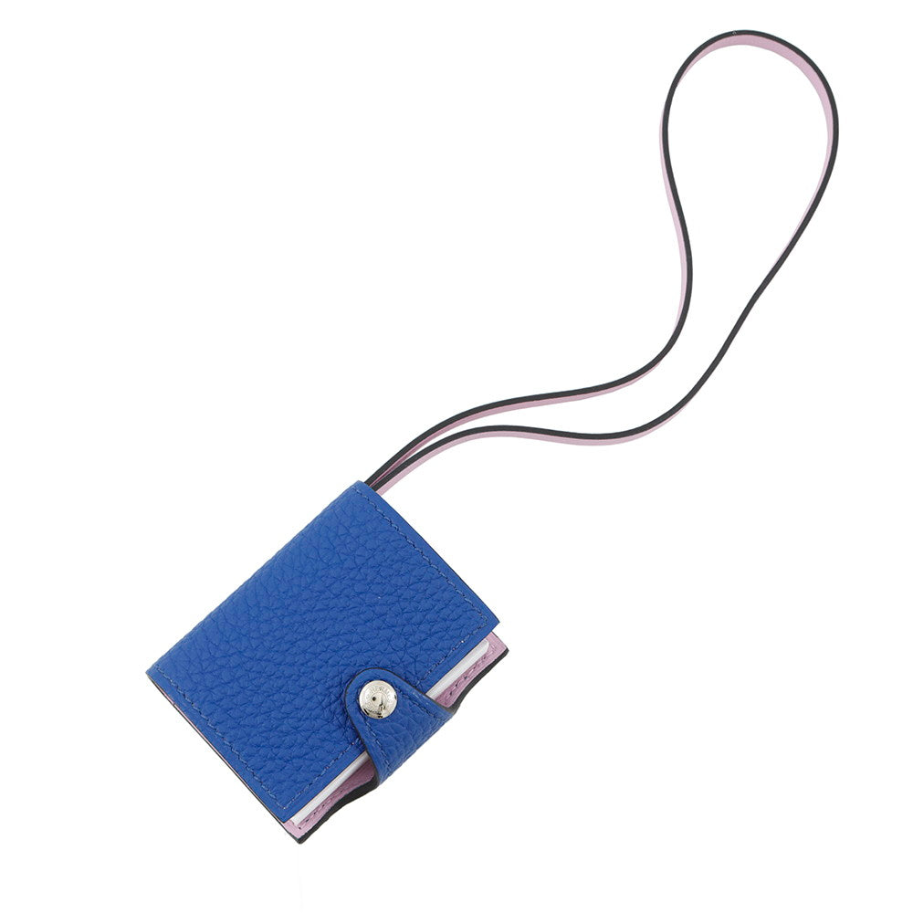 HERMES Julis Nano Verso Blue France/Mauve Sylvester Togo Leather Swift Leather