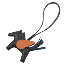 将图像加载到图库查看器中，HERMES Rodeo Pegasus Black/Blue Nuit/Gold Lambskin Size PM
