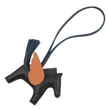 将图像加载到图库查看器中，HERMES Rodeo Pegasus Black/Blue Nuit/Gold Lambskin Size PM
