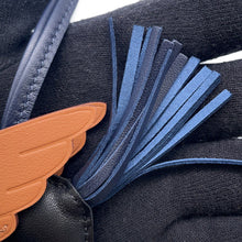 将图像加载到图库查看器中，HERMES Rodeo Pegasus Black/Blue Nuit/Gold Lambskin Size PM
