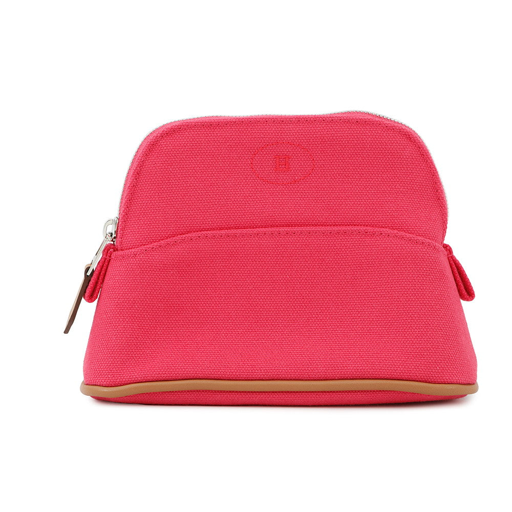 HERMES Bolide Pouch Hibiscus Canvas Leather Size Mini mini