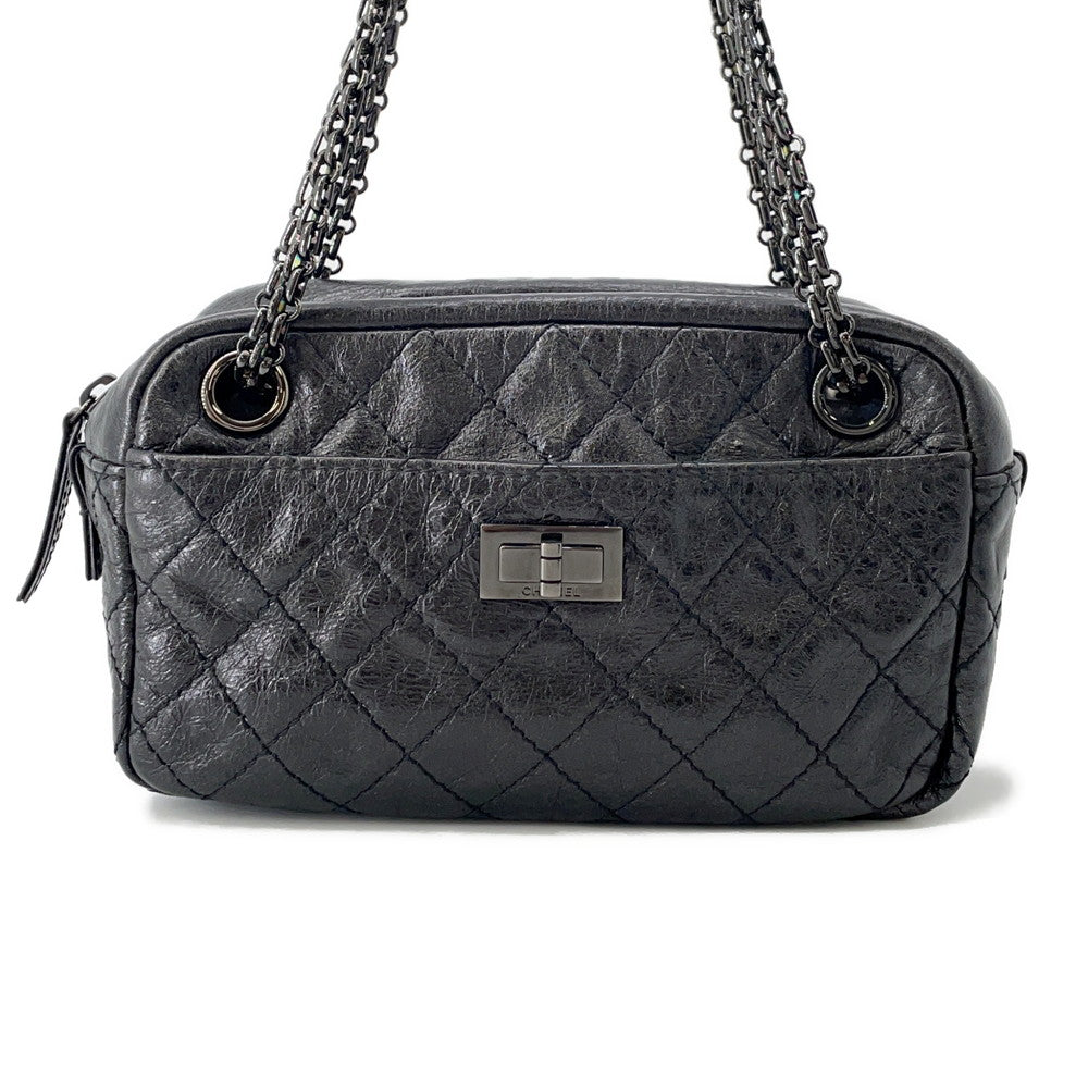 CHANEL 2.55 ChainShoulder Bag Black Leather