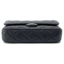 Load image into Gallery viewer, CHANEL Matelasse Flap ChainShoulder Phone Pouch BlackAP2096 Caviar Leather

